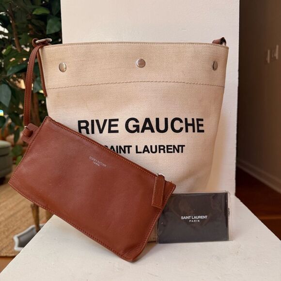 ✨ Saint Laurent Rive Gauche Linen Bucket Bag ✨ - Picture 2 of 15